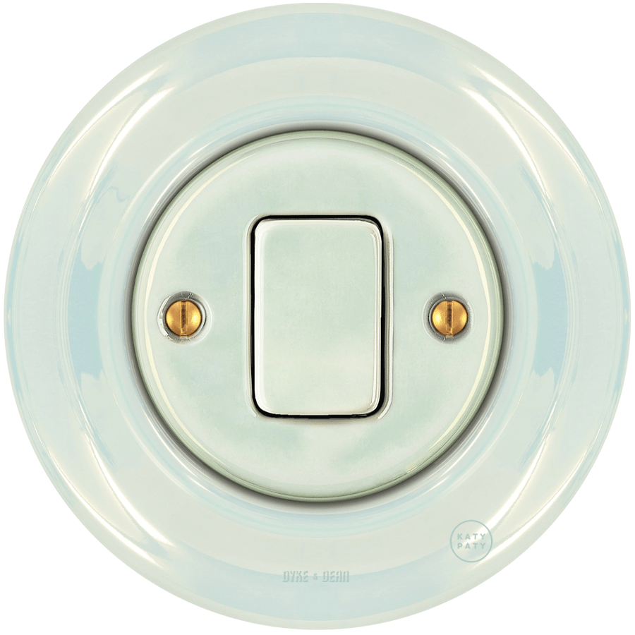 PORCELAIN WALL LIGHT SWITCH CONCHA FAT BUTTON - DYKE & DEAN