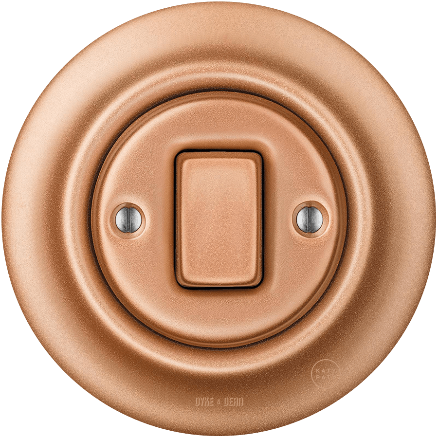 PORCELAIN WALL LIGHT SWITCH COPPER FAT BUTTON - DYKE & DEAN