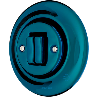 PORCELAIN WALL LIGHT SWITCH DARK BLUE DOUBLE - DYKE & DEAN