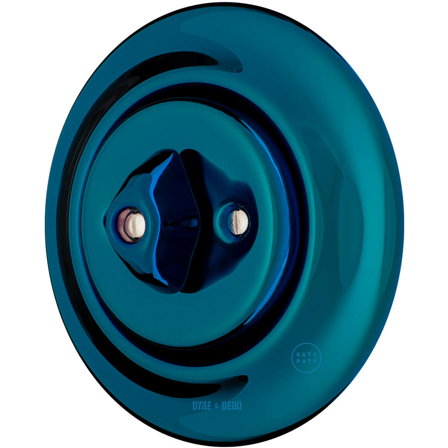 PORCELAIN WALL LIGHT SWITCH DARK BLUE ROTARY / 3 DOUBLE-POLESPECIAL ...