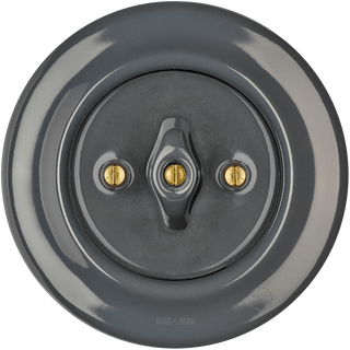 PORCELAIN WALL LIGHT SWITCH DARK GREY ROTARY - DYKE & DEAN