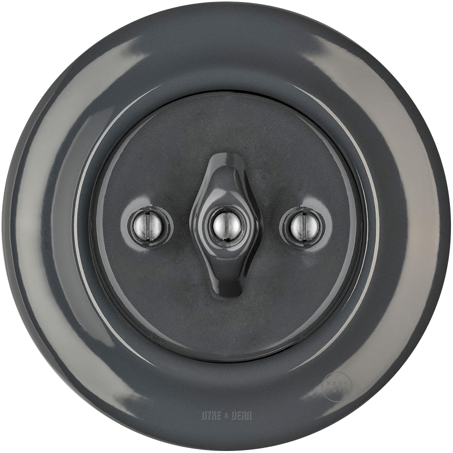 PORCELAIN WALL LIGHT SWITCH DARK GREY ROTARY - DYKE & DEAN