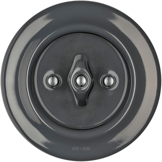 PORCELAIN WALL LIGHT SWITCH DARK GREY ROTARY - DYKE & DEAN