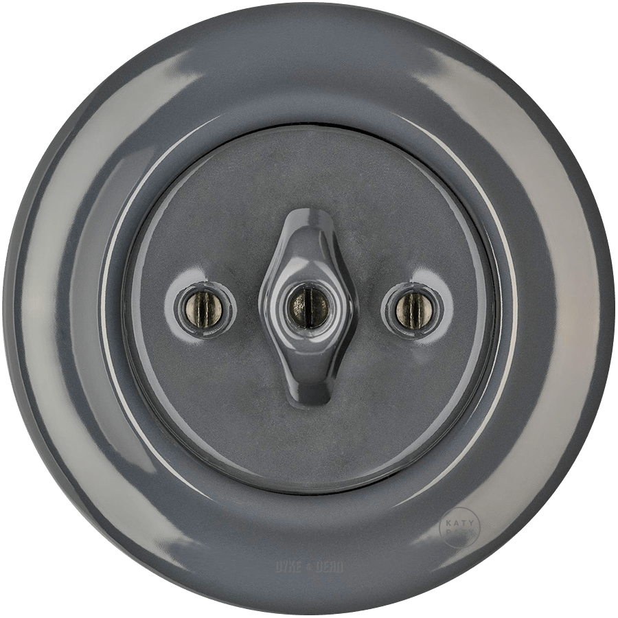 PORCELAIN WALL LIGHT SWITCH DARK GREY ROTARY - DYKE & DEAN