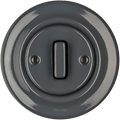 PORCELAIN WALL LIGHT SWITCH DARK GREY SLIM BUTTON - DYKE & DEAN