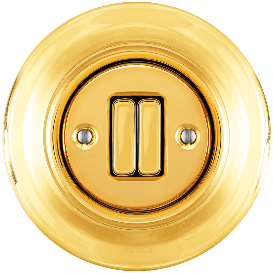 PORCELAIN WALL LIGHT SWITCH GOLD DOUBLE - DYKE & DEAN