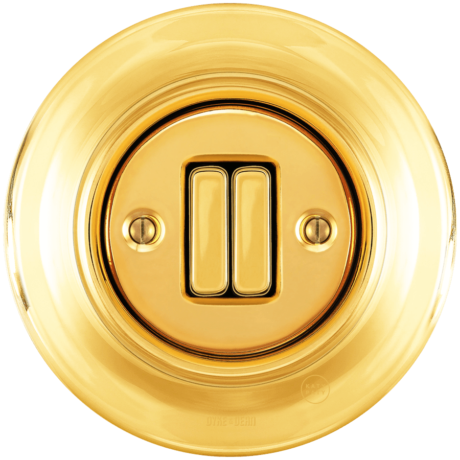 PORCELAIN WALL LIGHT SWITCH GOLD DOUBLE - DYKE & DEAN