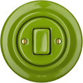 PORCELAIN WALL LIGHT SWITCH GREEN FAT BUTTON - DYKE & DEAN