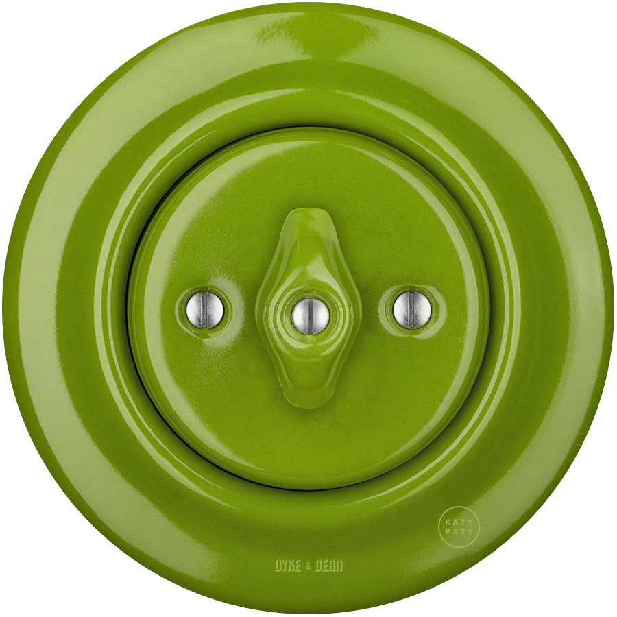 PORCELAIN WALL LIGHT SWITCH GREEN ROTARY - DYKE & DEAN