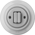 PORCELAIN WALL LIGHT SWITCH GREY DOUBLE - DYKE & DEAN
