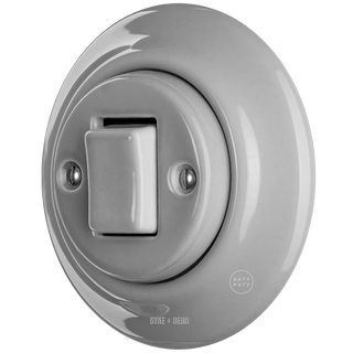 PORCELAIN WALL LIGHT SWITCH GREY FAT BUTTON - DYKE & DEAN