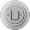 PORCELAIN WALL LIGHT SWITCH GREY FAT BUTTON - DYKE & DEAN