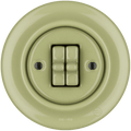 PORCELAIN WALL LIGHT SWITCH MOSS GREEN 2 TOGGLE - DYKE & DEAN