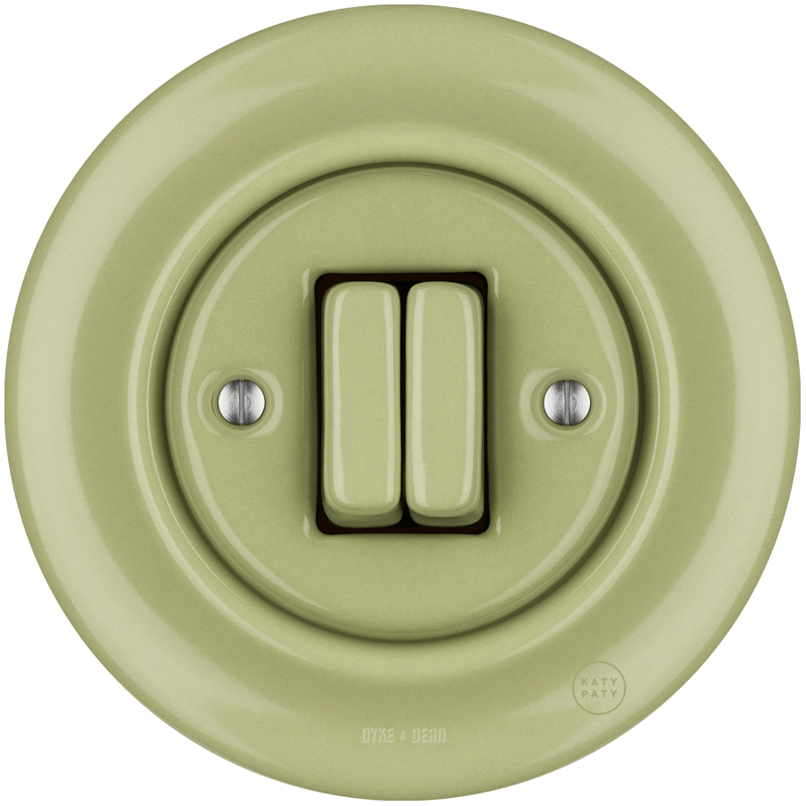 PORCELAIN WALL LIGHT SWITCH MOSS GREEN DOUBLE - DYKE & DEAN