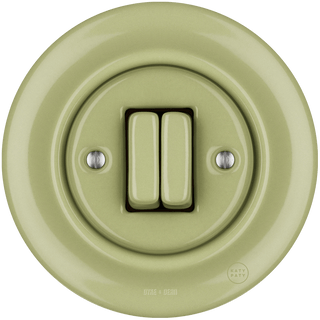 PORCELAIN WALL LIGHT SWITCH MOSS GREEN DOUBLE - DYKE & DEAN