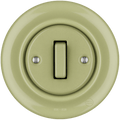 PORCELAIN WALL LIGHT SWITCH MOSS GREEN SLIM BUTTON - DYKE & DEAN