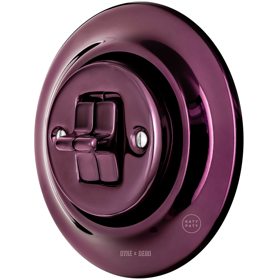 PORCELAIN WALL LIGHT SWITCH PURPLE 2 TOGGLE - DYKE & DEAN