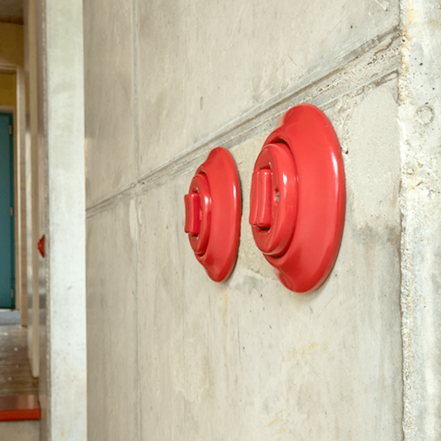 PORCELAIN WALL LIGHT SWITCH RED DOUBLE - DYKE & DEAN