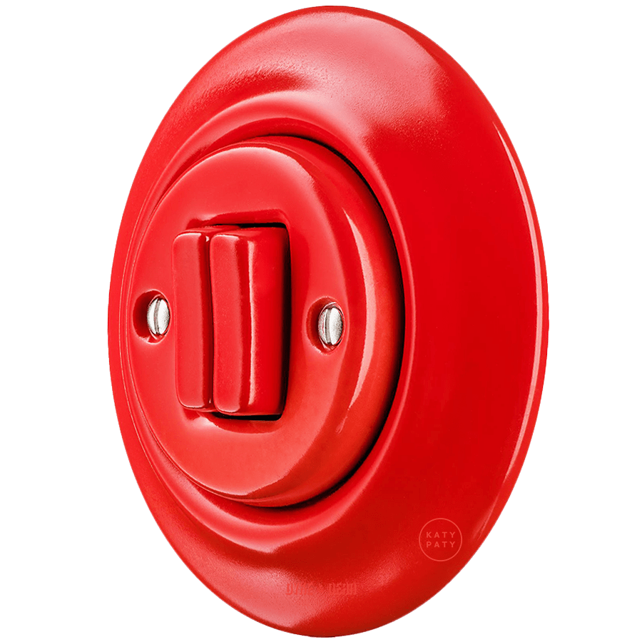 PORCELAIN WALL LIGHT SWITCH RED DOUBLE - DYKE & DEAN