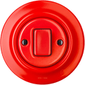 PORCELAIN WALL LIGHT SWITCH RED FAT BUTTON - DYKE & DEAN