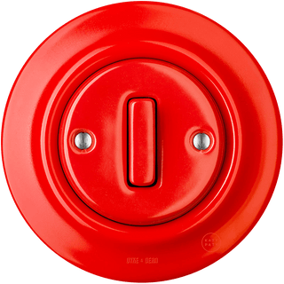 PORCELAIN WALL LIGHT SWITCH RED SLIM BUTTON - DYKE & DEAN