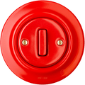 Red porcelain wall light switch with slim button by Katy Paty
