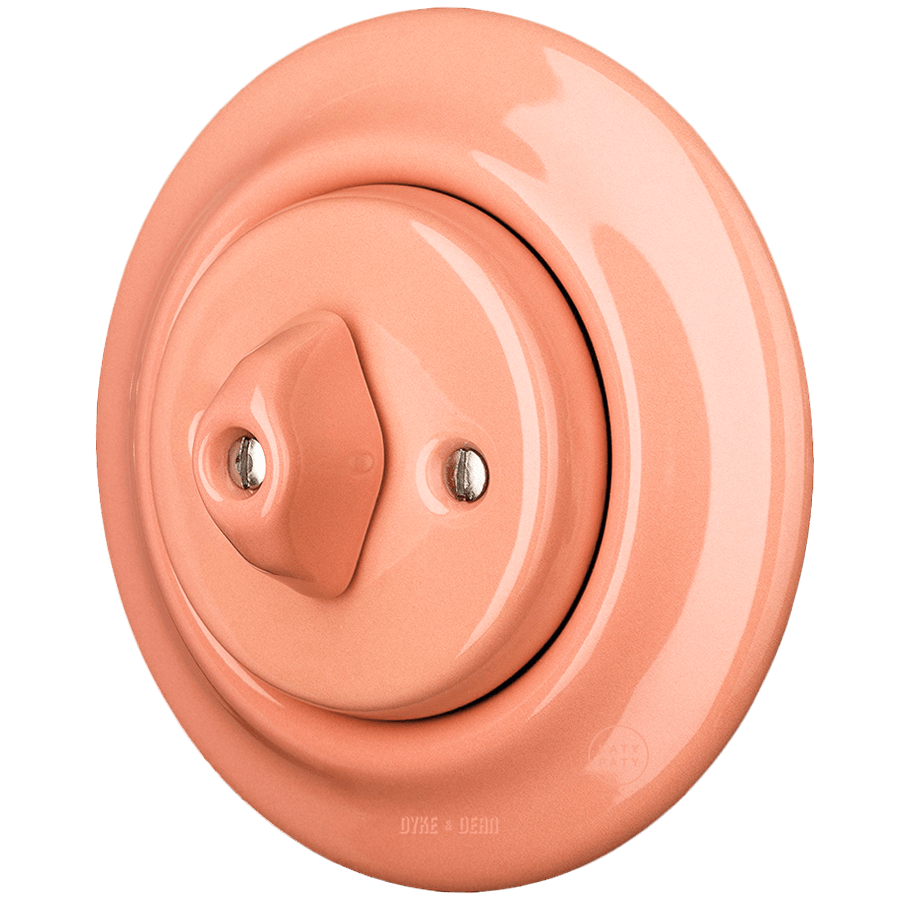 PORCELAIN WALL LIGHT SWITCH SALMON ROTARY - DYKE & DEAN