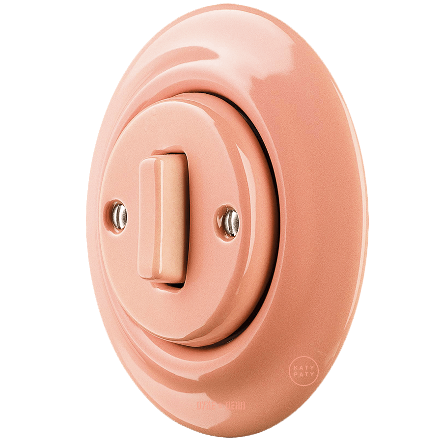 PORCELAIN WALL LIGHT SWITCH SALMON SLIM BUTTON - DYKE & DEAN