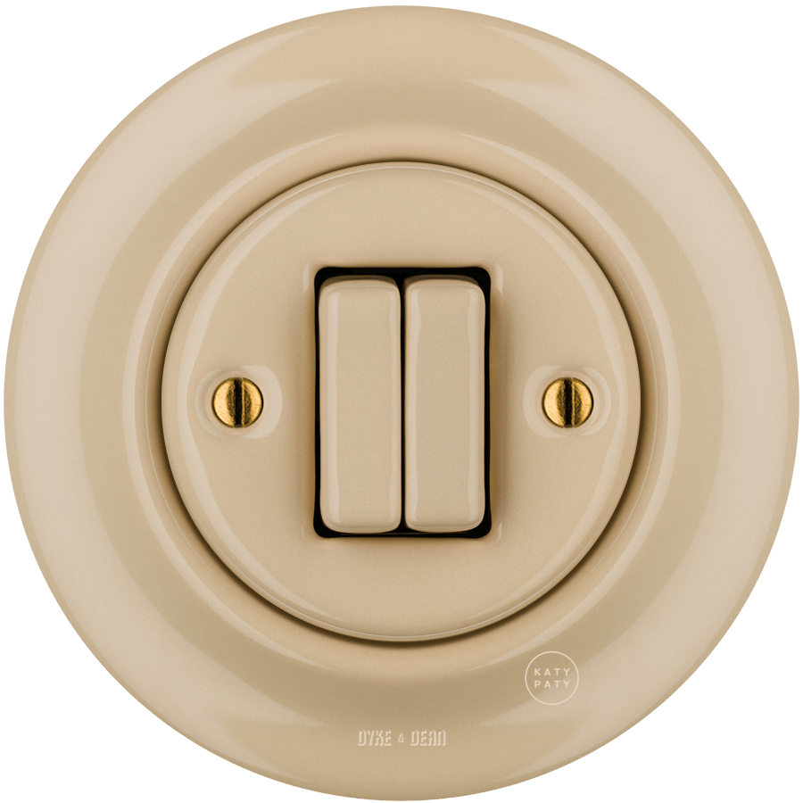 PORCELAIN WALL LIGHT SWITCH SAND DOUBLE - DYKE & DEAN