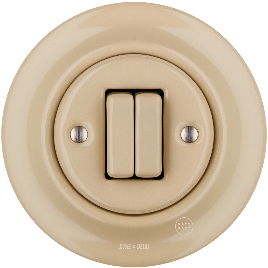 PORCELAIN WALL LIGHT SWITCH SAND DOUBLE - DYKE & DEAN