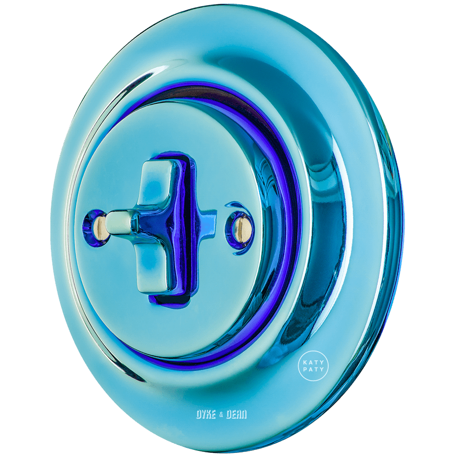 PORCELAIN WALL LIGHT SWITCH SKY BLUE TOGGLE - DYKE & DEAN