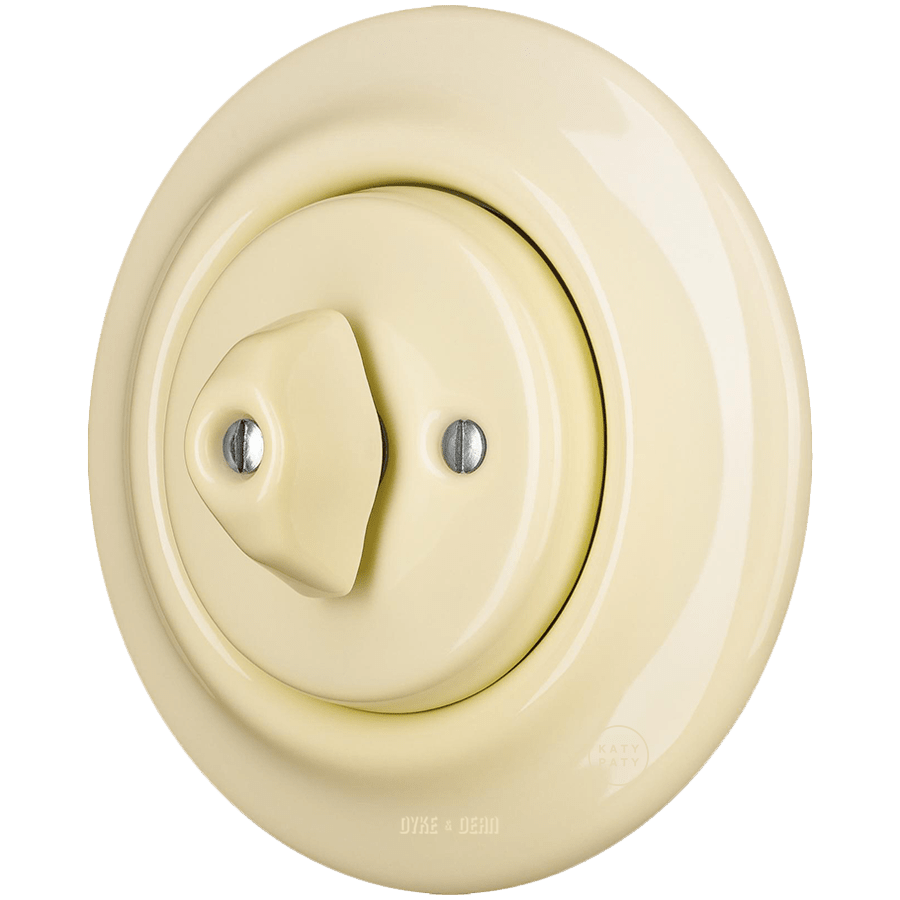 PORCELAIN WALL LIGHT SWITCH VANILLA ROTARY - DYKE & DEAN