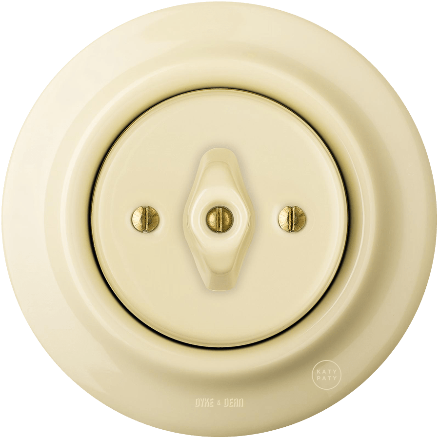 PORCELAIN WALL LIGHT SWITCH VANILLA ROTARY - DYKE & DEAN