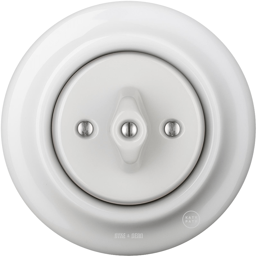 PORCELAIN WALL LIGHT SWITCH WHITE ROTARY DYKE & DEAN