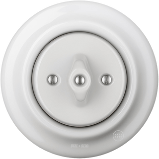 PORCELAIN WALL LIGHT SWITCH WHITE ROTARY - DYKE & DEAN