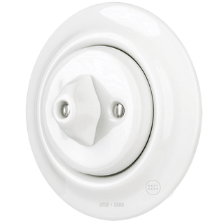 PORCELAIN WALL LIGHT SWITCH WHITE ROTARY - DYKE & DEAN