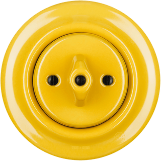 PORCELAIN WALL LIGHT SWITCH YELLOW ROTARY - DYKE & DEAN