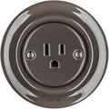 PORCELAIN WALL SOCKET BROWN USA 15 AMP - DYKE & DEAN