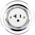 PORCELAIN WALL SOCKET CHROME USA 20 AMP - DYKE & DEAN