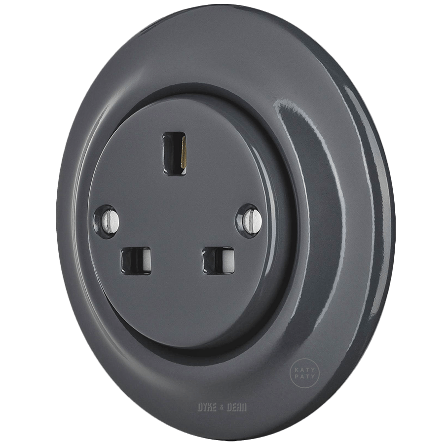 Grey Color Socket PORCELAIN WALL SOCKET DARK GREY UK - DYKE & DEAN