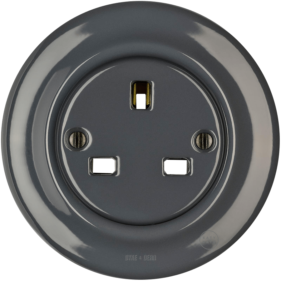 Grey Color Socket PORCELAIN WALL SOCKET DARK GREY UK - DYKE & DEAN