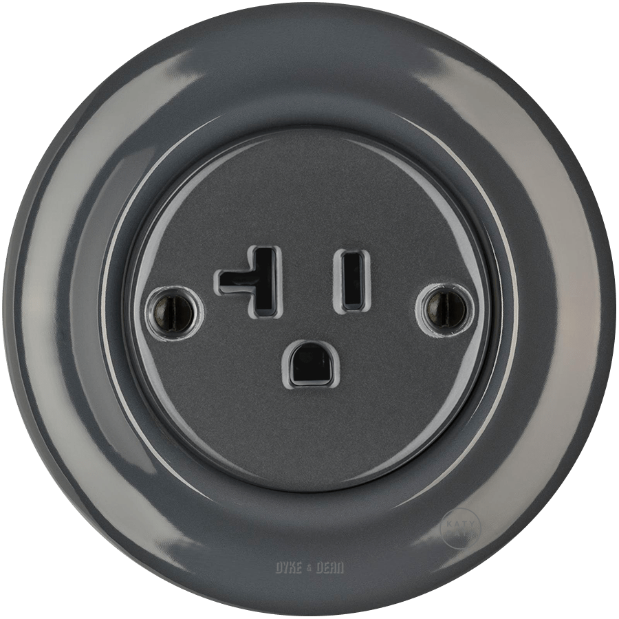 PORCELAIN WALL SOCKET DARK GREY USA 20 AMP - DYKE & DEAN