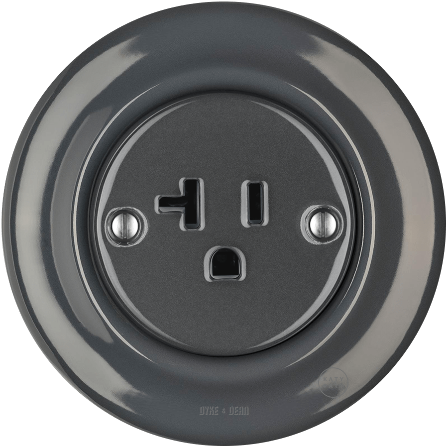 PORCELAIN WALL SOCKET DARK GREY USA 20 AMP - DYKE & DEAN