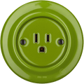 PORCELAIN WALL SOCKET GREEN USA 15 AMP - DYKE & DEAN