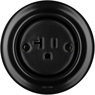 PORCELAIN WALL SOCKET MATT BLACK USA 20 AMP - DYKE & DEAN