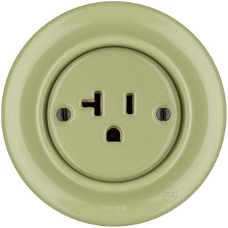 PORCELAIN WALL SOCKET MOSS GREEN USA 20 AMP - DYKE & DEAN