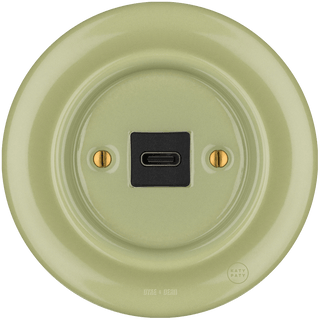 PORCELAIN WALL SOCKET MOSS GREEN USB-C - DYKE & DEAN