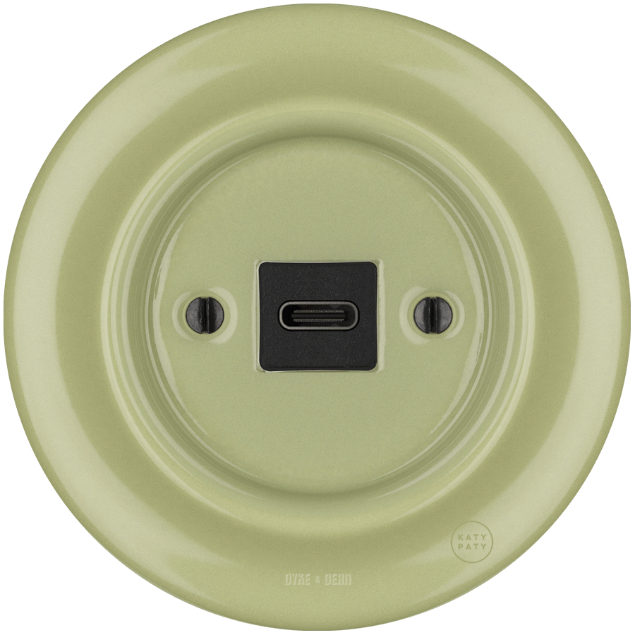PORCELAIN WALL SOCKET MOSS GREEN USB-C - DYKE & DEAN