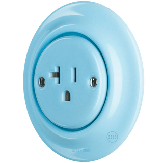 PORCELAIN WALL SOCKET PASTEL BLUE USA 20 AMP - DYKE & DEAN