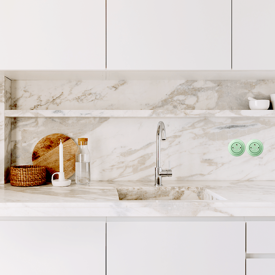 PORCELAIN WALL SOCKET RED SCHUKO - DYKE & DEAN